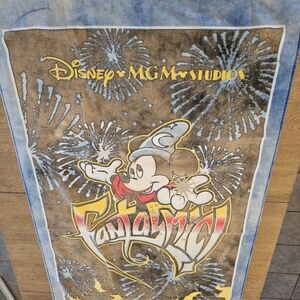 Vintage Disney MGM Studios Fantasmic Beach Towel 100% Cotton Blue Black Gold